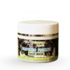 Jar of hair mask with label on a white background