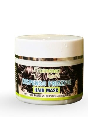 Jar of hair mask with label on a white background