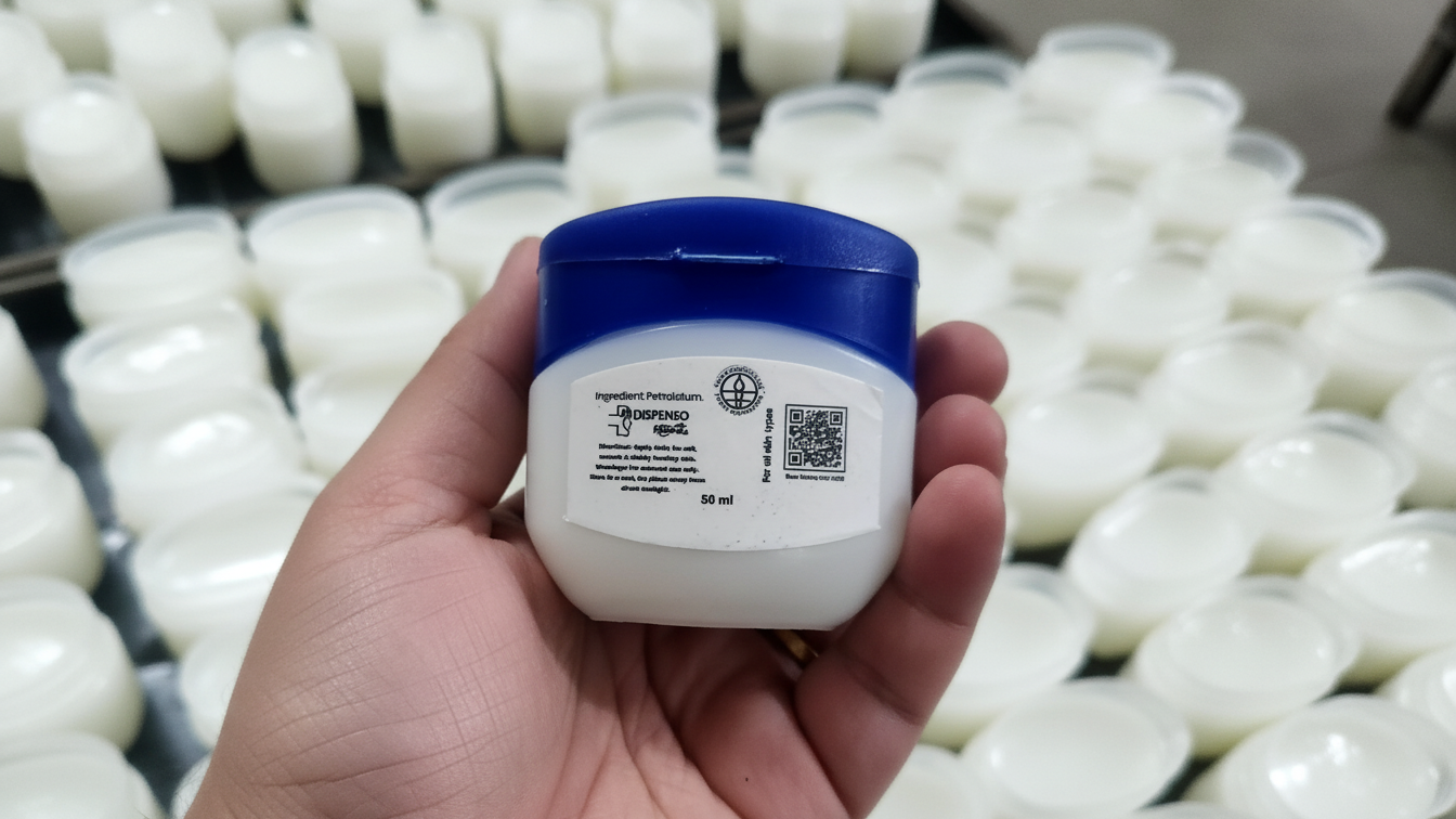 Dispenso Naturals Petrolatum jelly in customer hand
