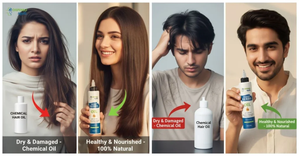 chemical vs herbal hair oil for hair growth