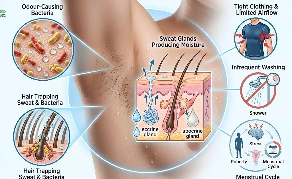 Reasons of underarm odour