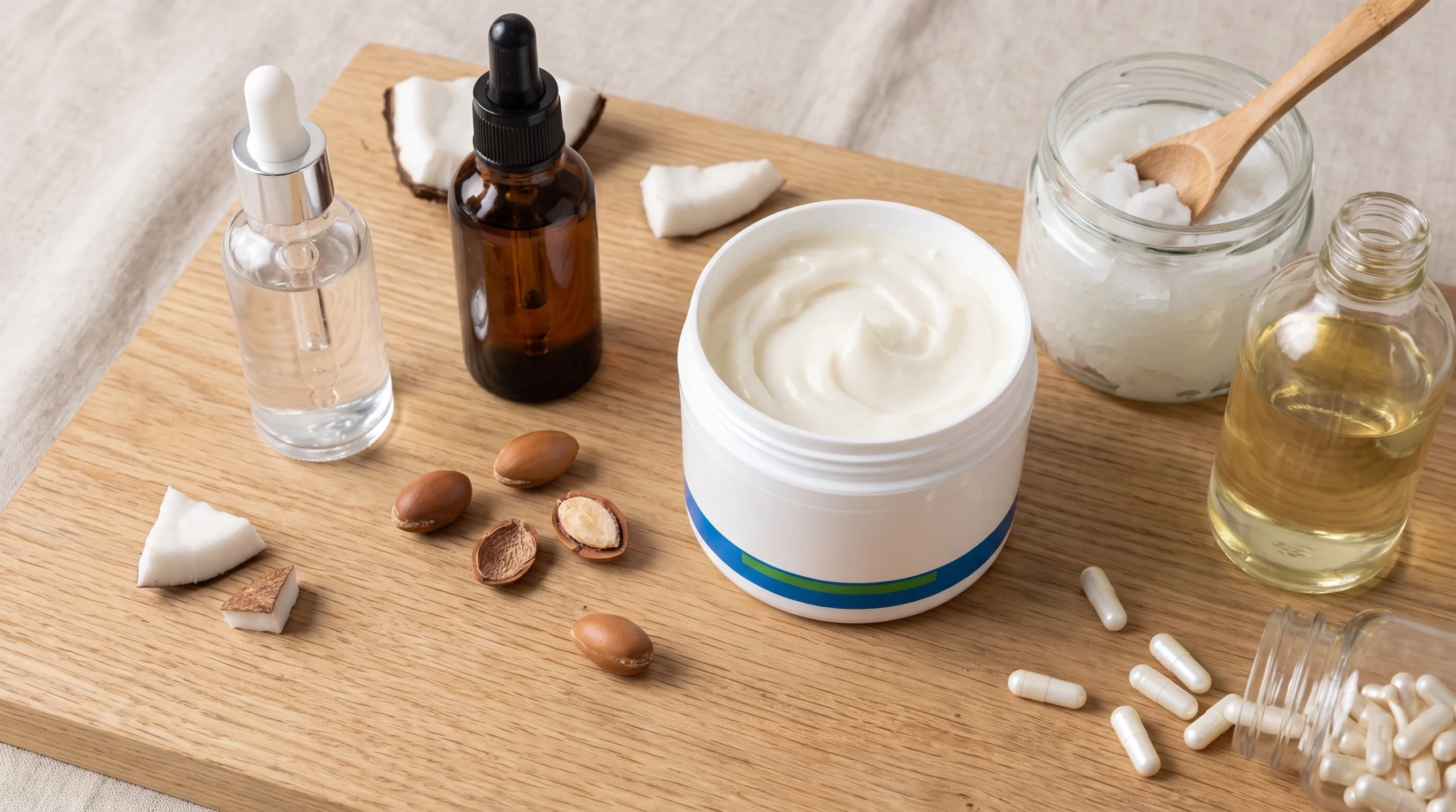 Natural and nourishing hair mask ingredients including argan coconut and castor oil